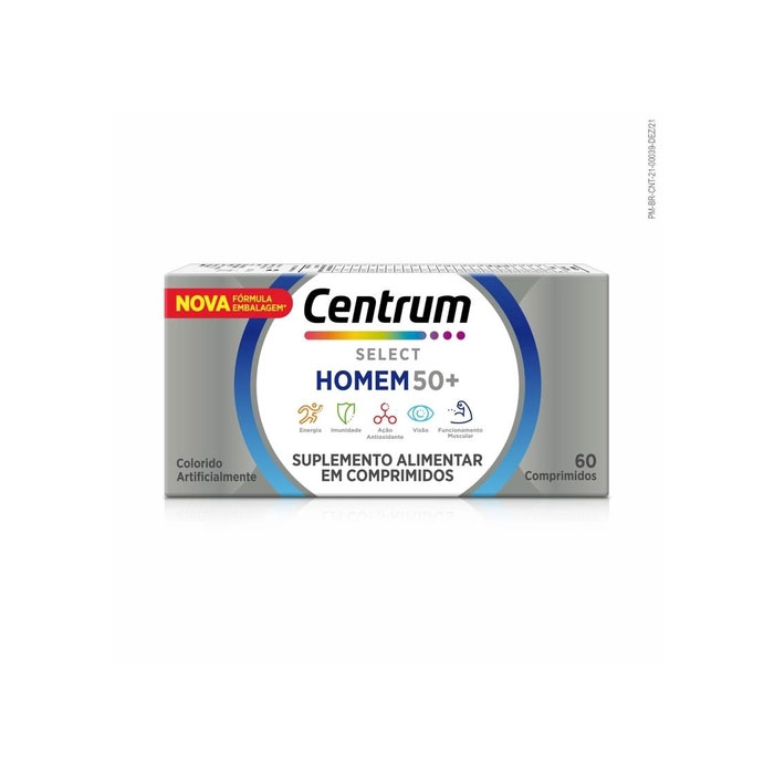 Suplemento Vitaminico Centrum Select Homem 50 + de A a Zinco 60 Comprimidos