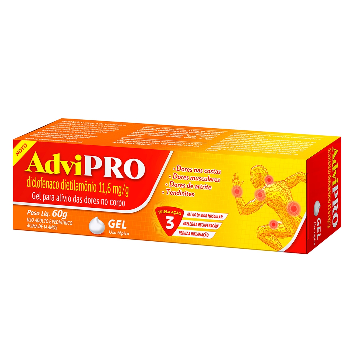 AdviPRO Diclofenaco Dietilamônio 11,6mg/g Gel 60g