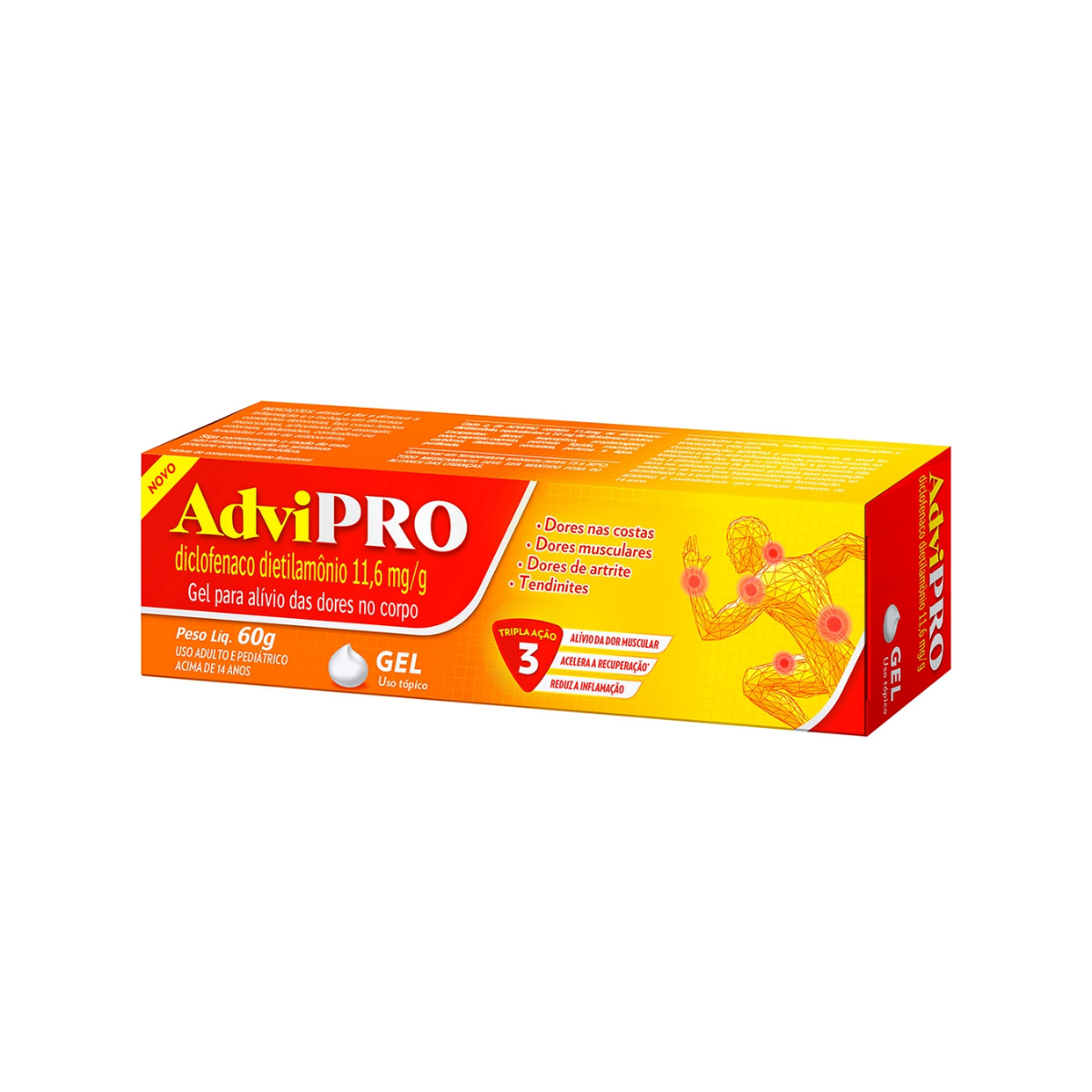 Advipro Diclofenaco Dietilamônio 11,6mg/g Gel 30G