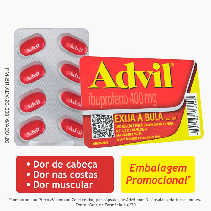 Advil 400mg 10 cápsulas moles