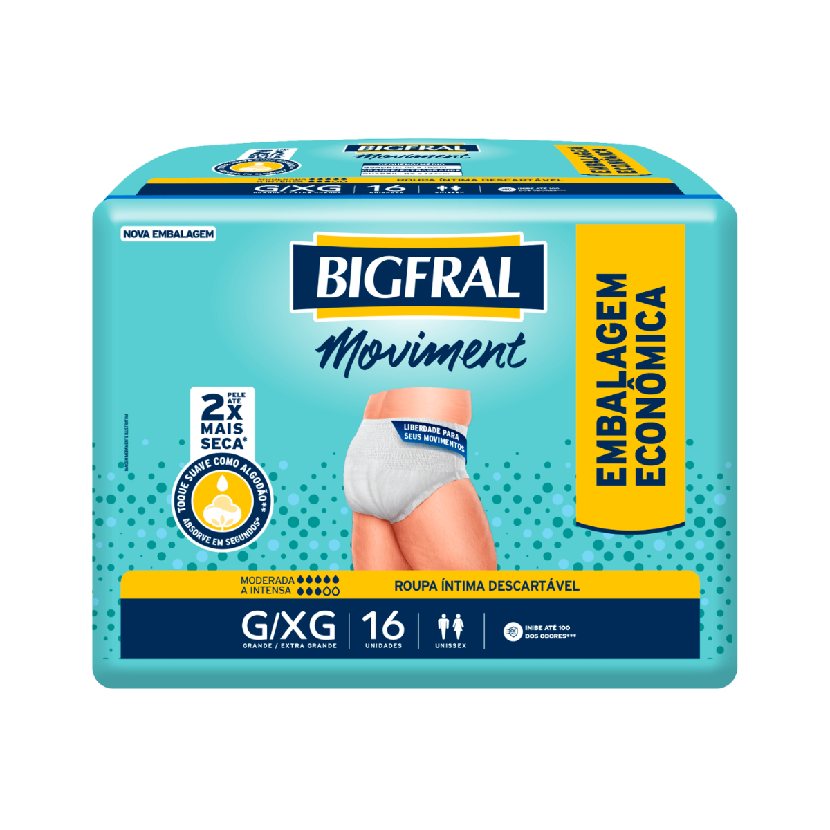 Roupa Íntima Moviment G/XG Bigfral 16 Unidades