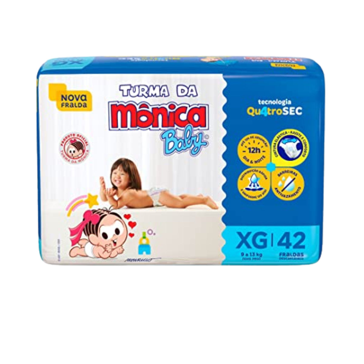 Fralda Turma da Monica Baby XG, pacote com 42 unidades