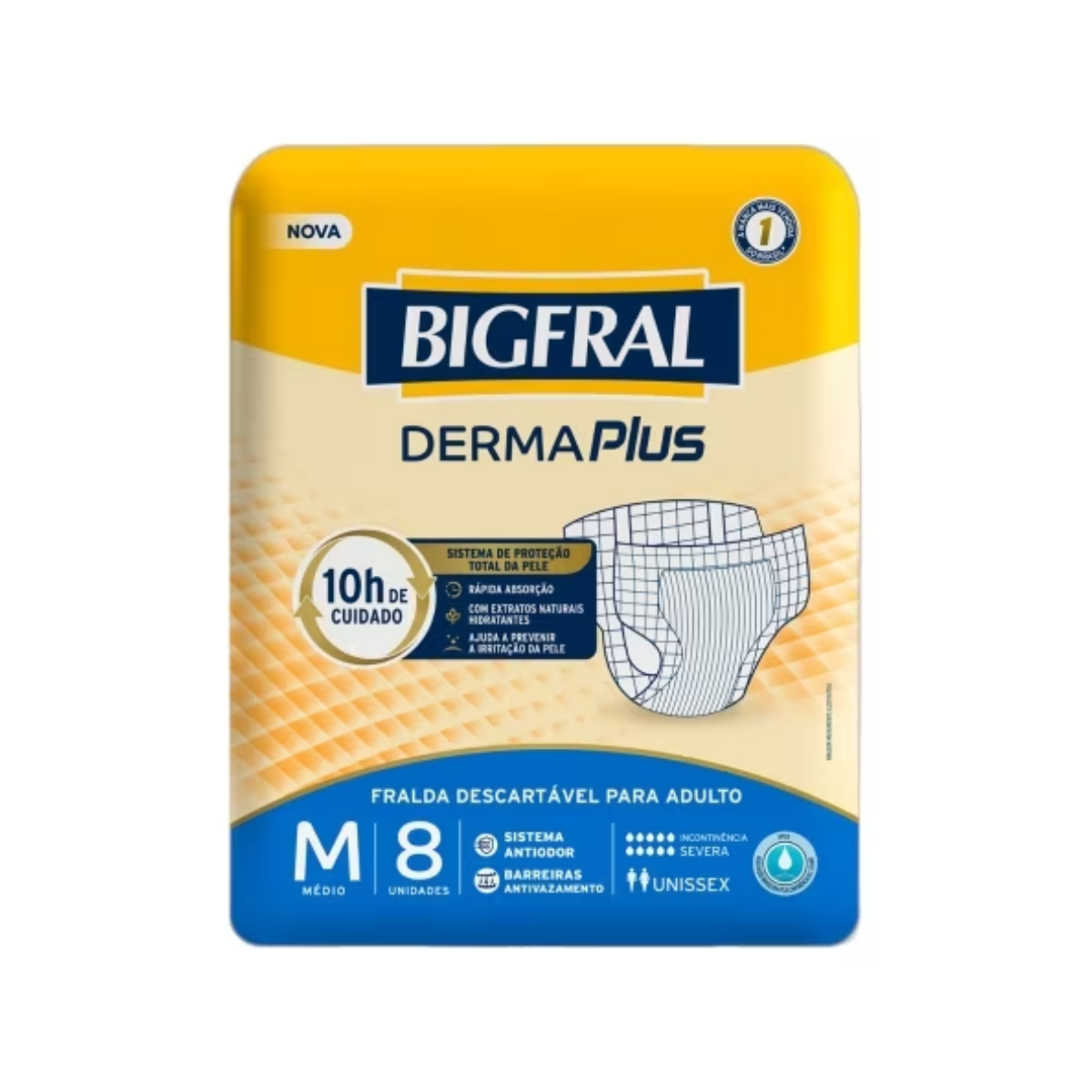 FRALDA GERIATRICA BIGFRAL DERMA PLUS M 8 UNIDADES