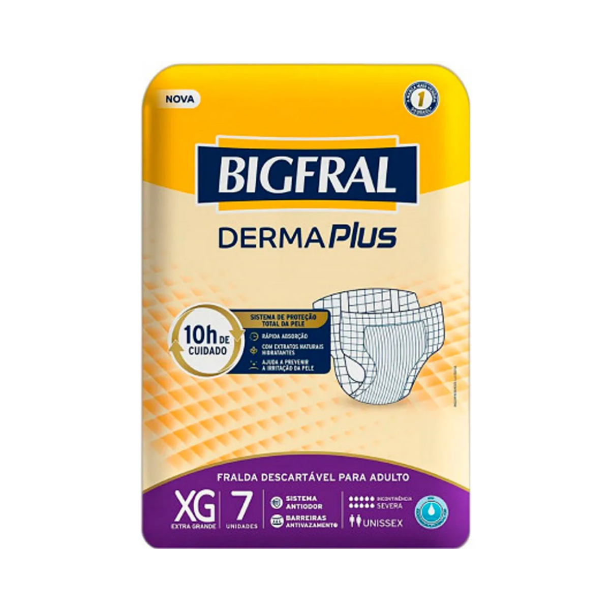 Fralda Geriatrica Bigfral Derma Plus XG, 7 unidades