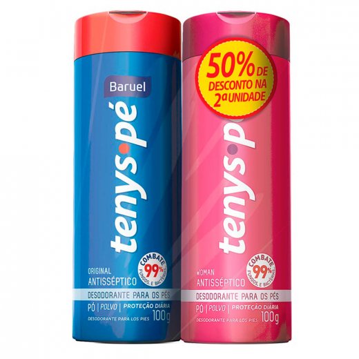 Desodorante para Pes Tenys Pe original, talco, 1 unidade com 100g + 50% desconto na 2? unidade