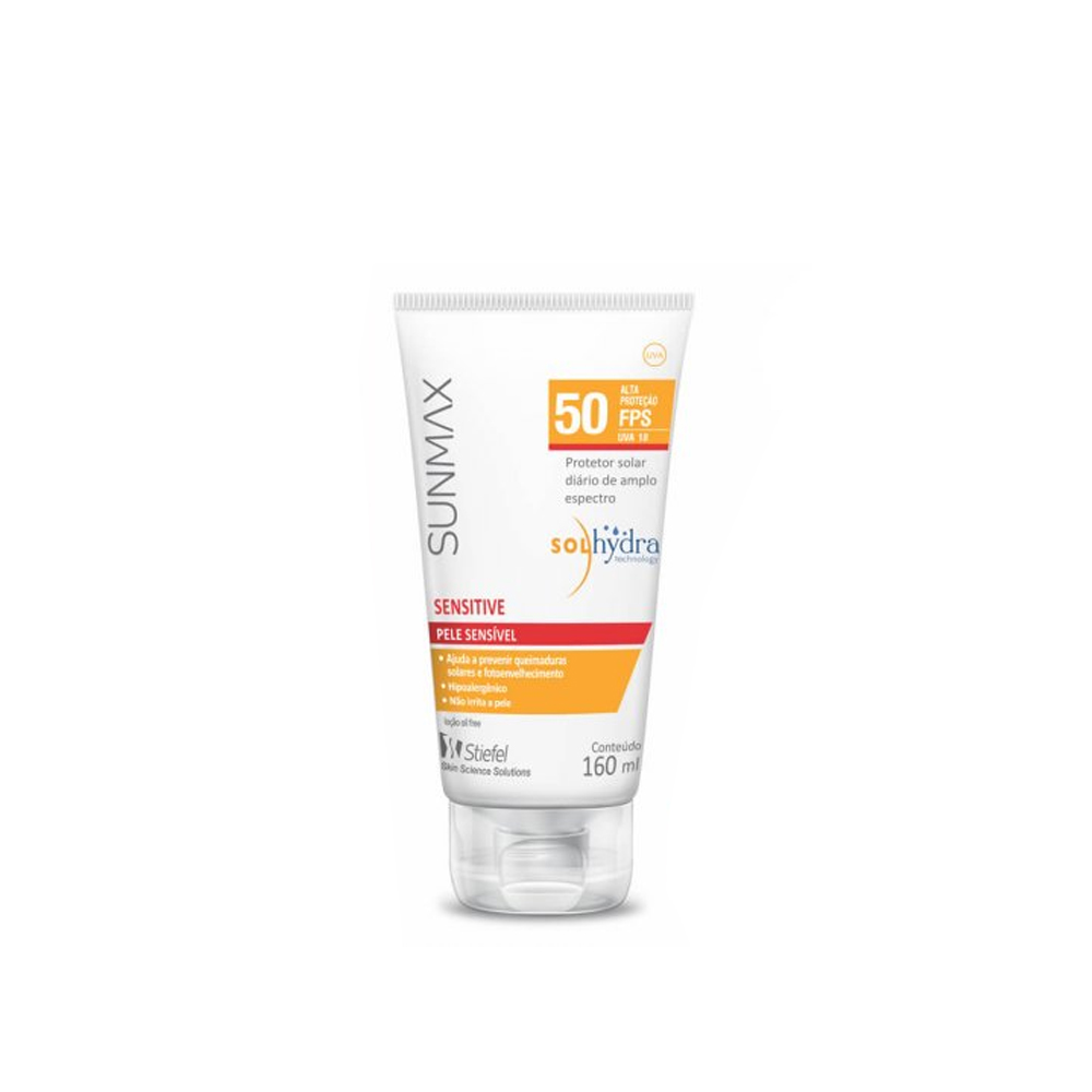 Protetor Solar Sunmax Sensitive Fps 50 Corporal Pele Sensível Com 160ml