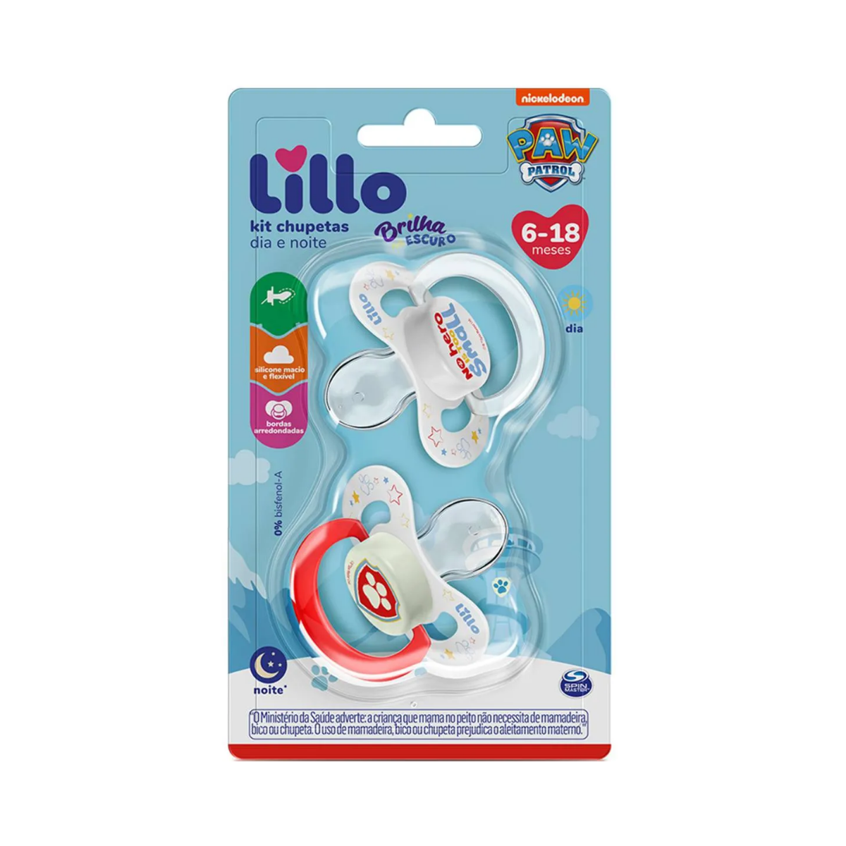 Kit 2 Chupetas Patrulha Canina Sil 6-18 Meses Lillo