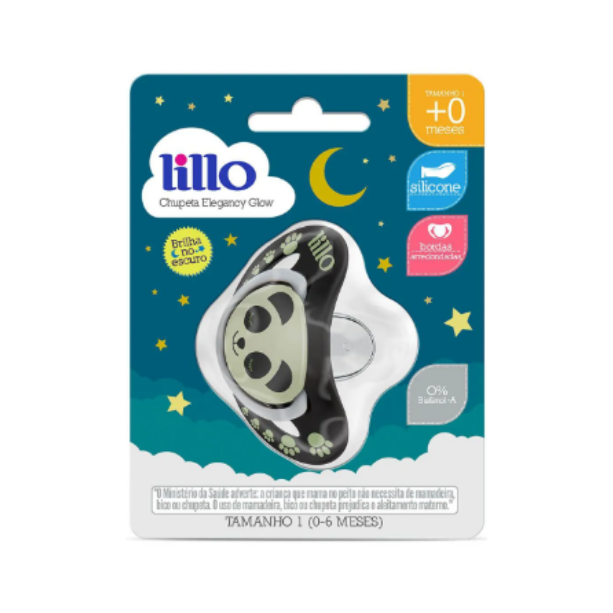 Chupeta Elegancy Glow Panda 0-6 Meses Lillo 1 Unidade