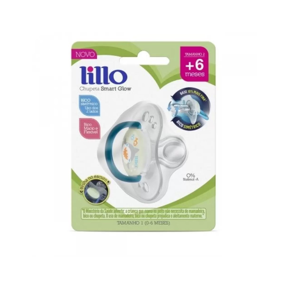 Chupeta Lillo Smart Glow Tubarão Tamanho 2 Azul