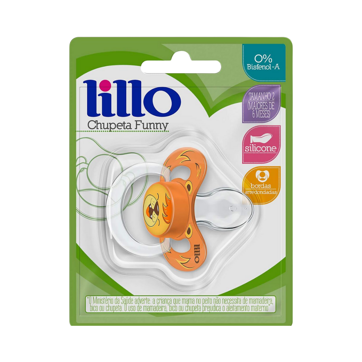 Chupeta Lillo Funny 6+ meses, leão com 1 unidade