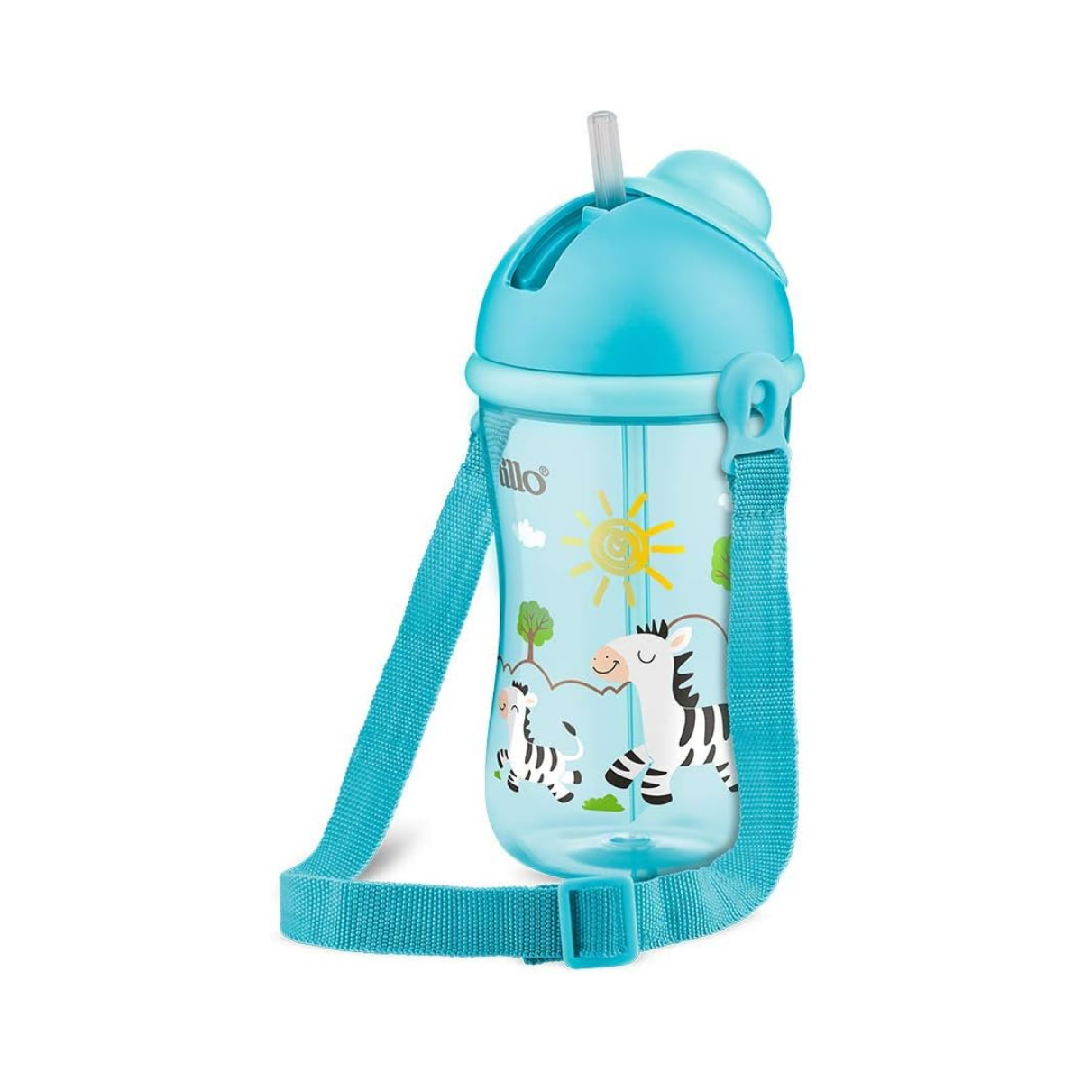 Copo Cantil Canudo Silicone Azul Lillo 390ml