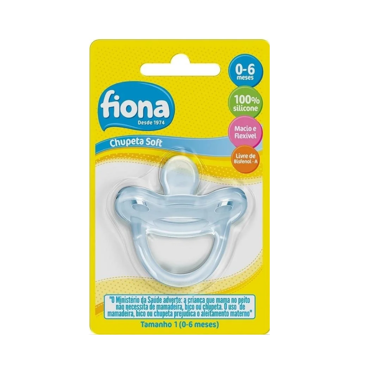Chupeta Soft 100% Silicone Anatômico Menino T1 Fiona