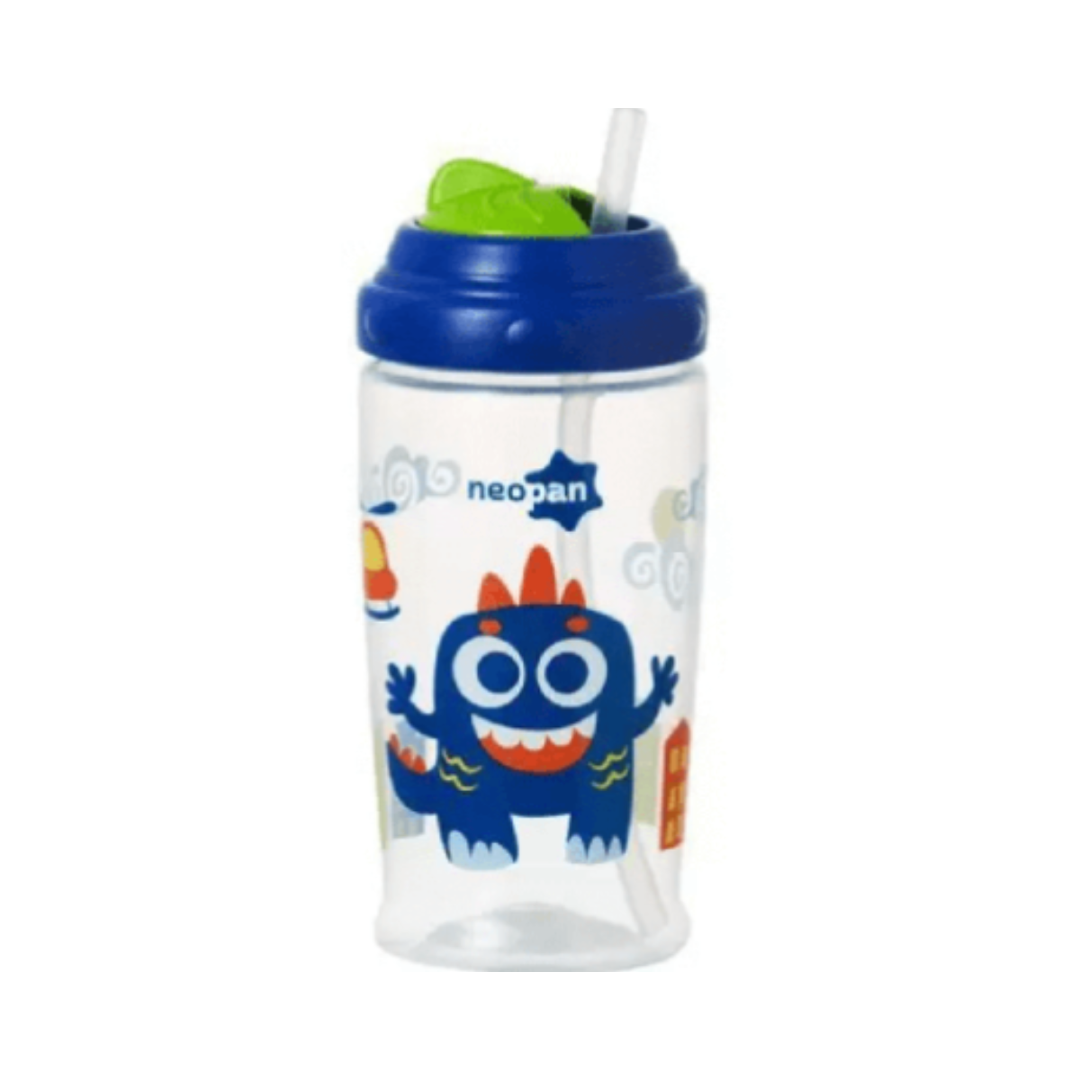 Copo Infantil Monstro Azul Com Canudo Neopan 360ml