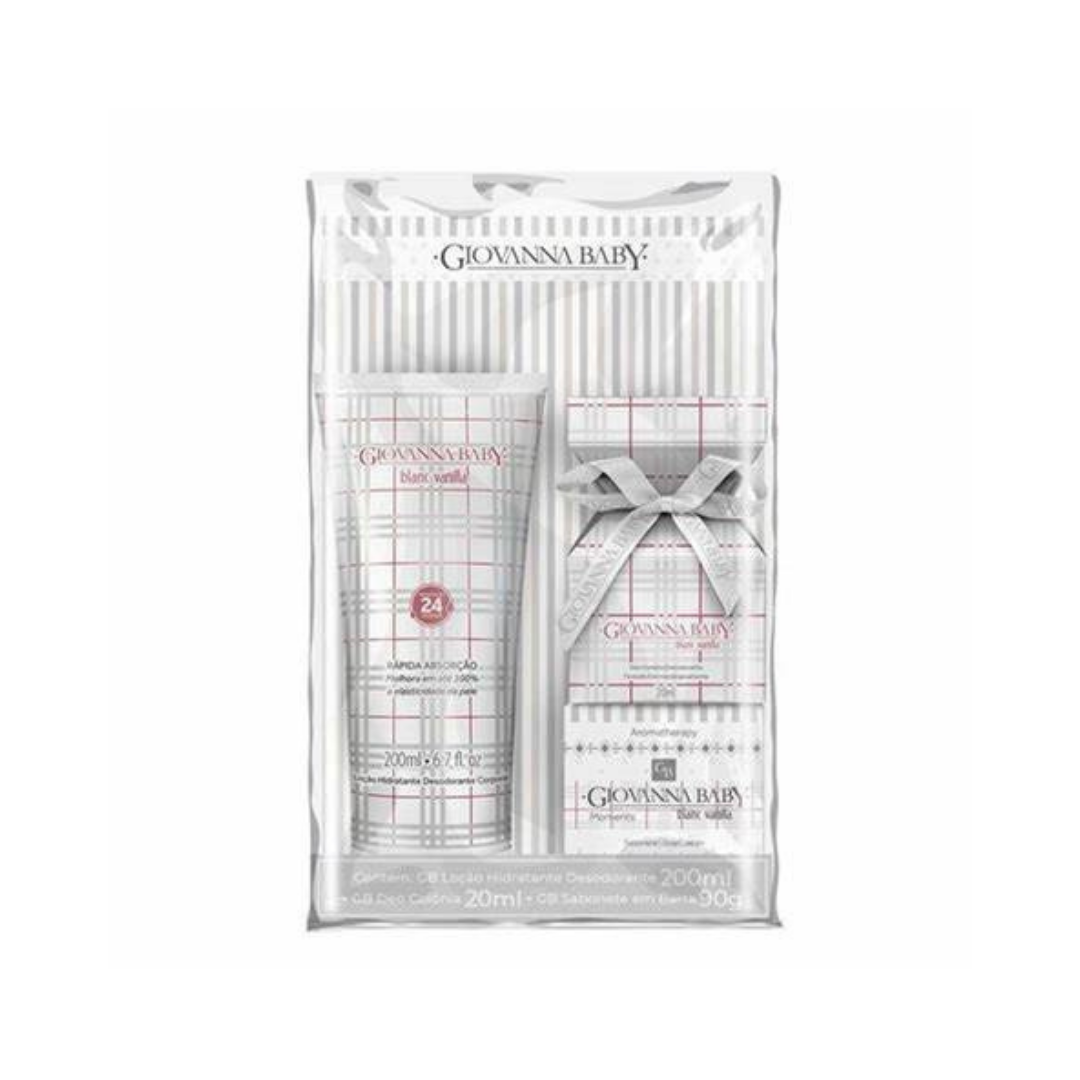 Kit Giovanna Baby Blanc Vanilla hidratante desodorante 200mL + deo colônia 20mL + sabonete 90g