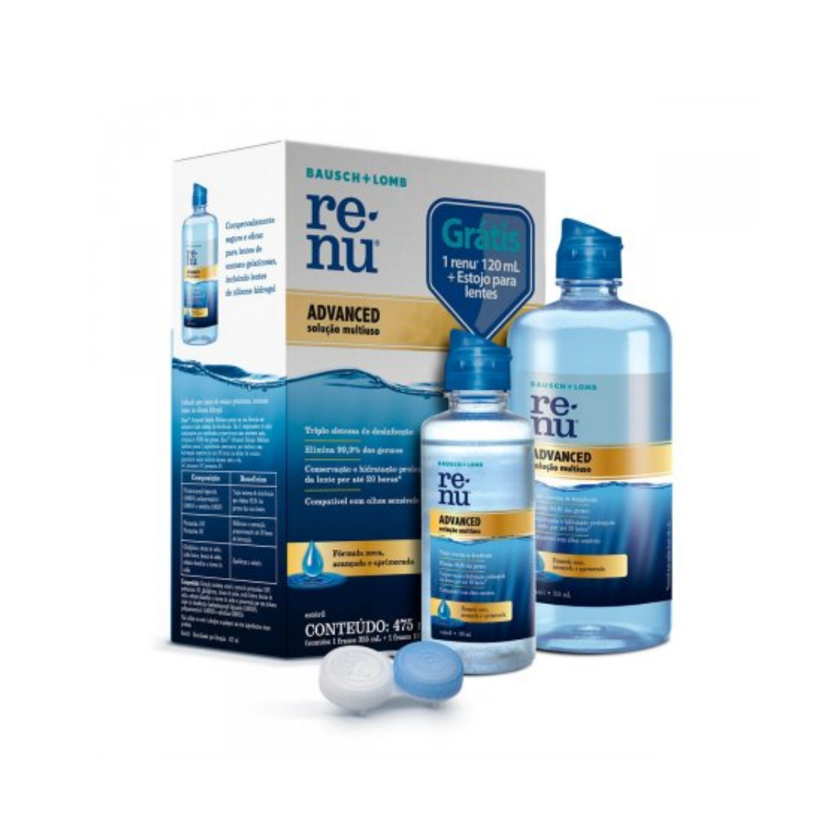 Solucao para Lentes de Contato Renu Advanced  335mL + gratis 120mL + estojo para lentes