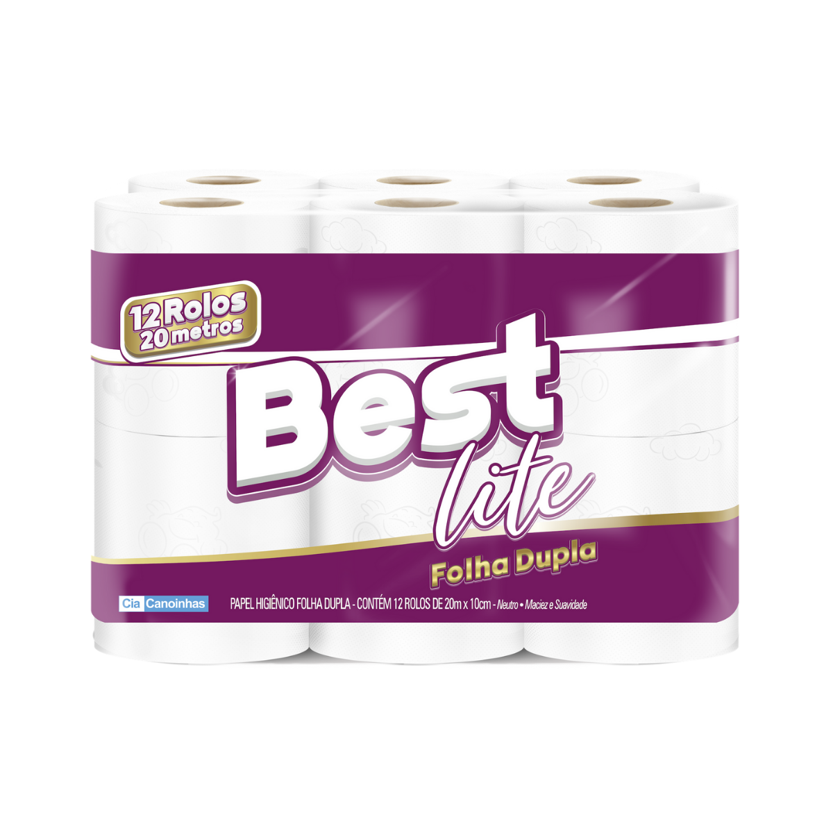 Papel Higiênico Best Lite Folha Dupla Cia Canoinhas 20m 12 Unidades