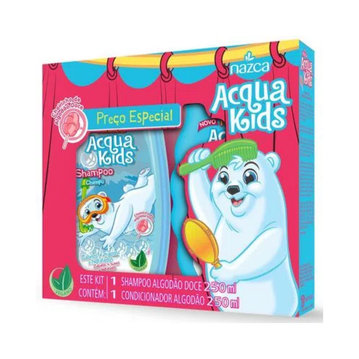 Kit Acqua Kids Algodao Doce Shampoo 250Ml + Condicionador 250Ml