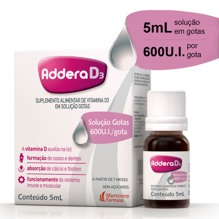 Vitamina D Addera D3 600UI Gotas 5ml