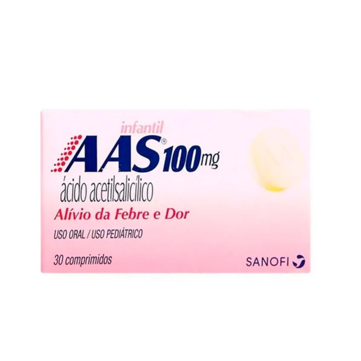 AAS Infantil 100mg Caixa 30 Comprimidos