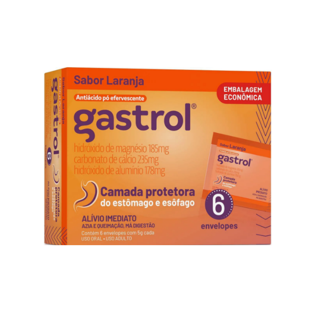 Gastrol Po Efervescente Laranja Neo Quimica 6 envelopes