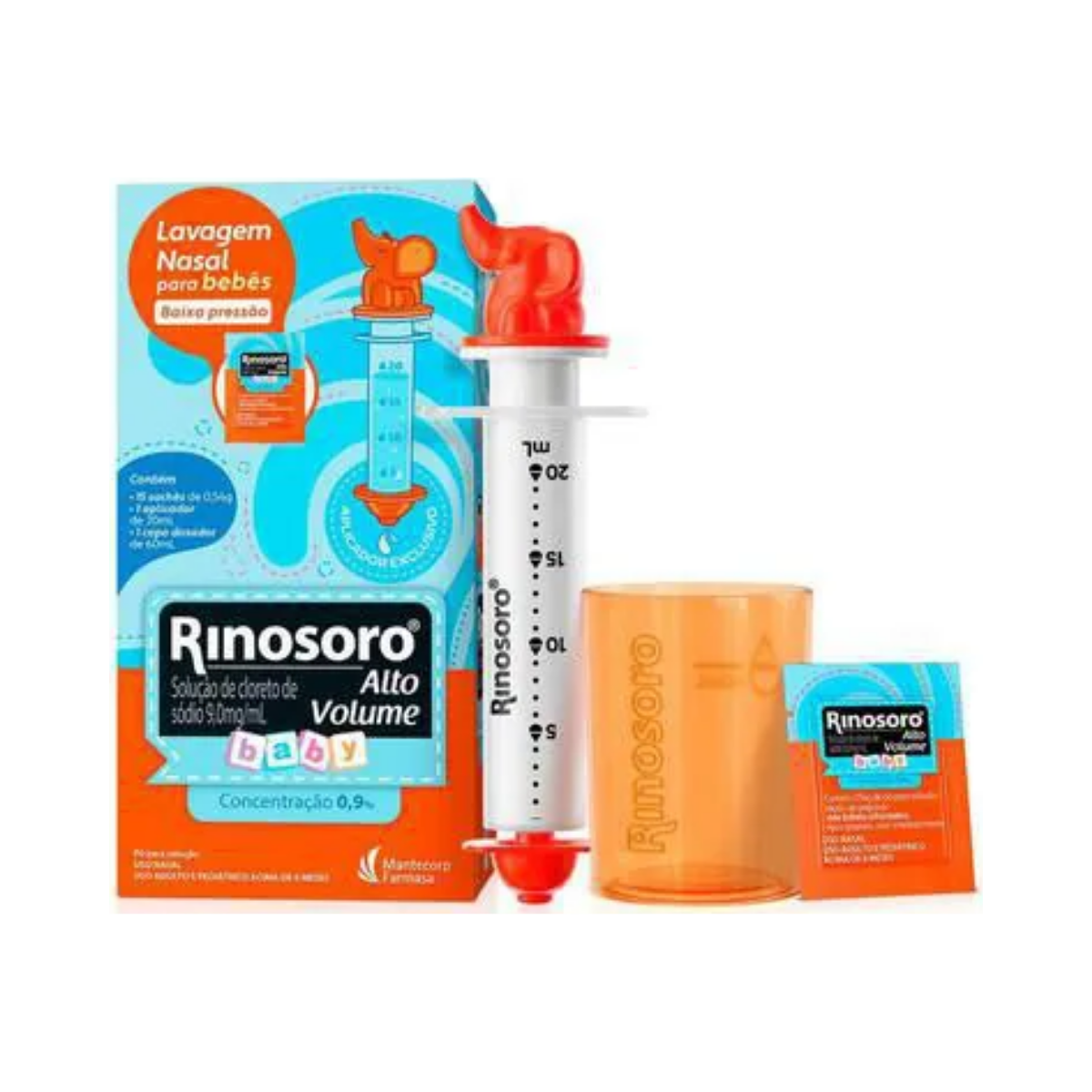 Kit Rinosoro Alto Volume Baby Mantecorp 9mg/ml 15 Saches + Aplicador + Copo Dosador