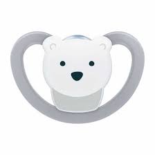 Chupeta Nuk Space 0 a 6 meses, urso, cinza com