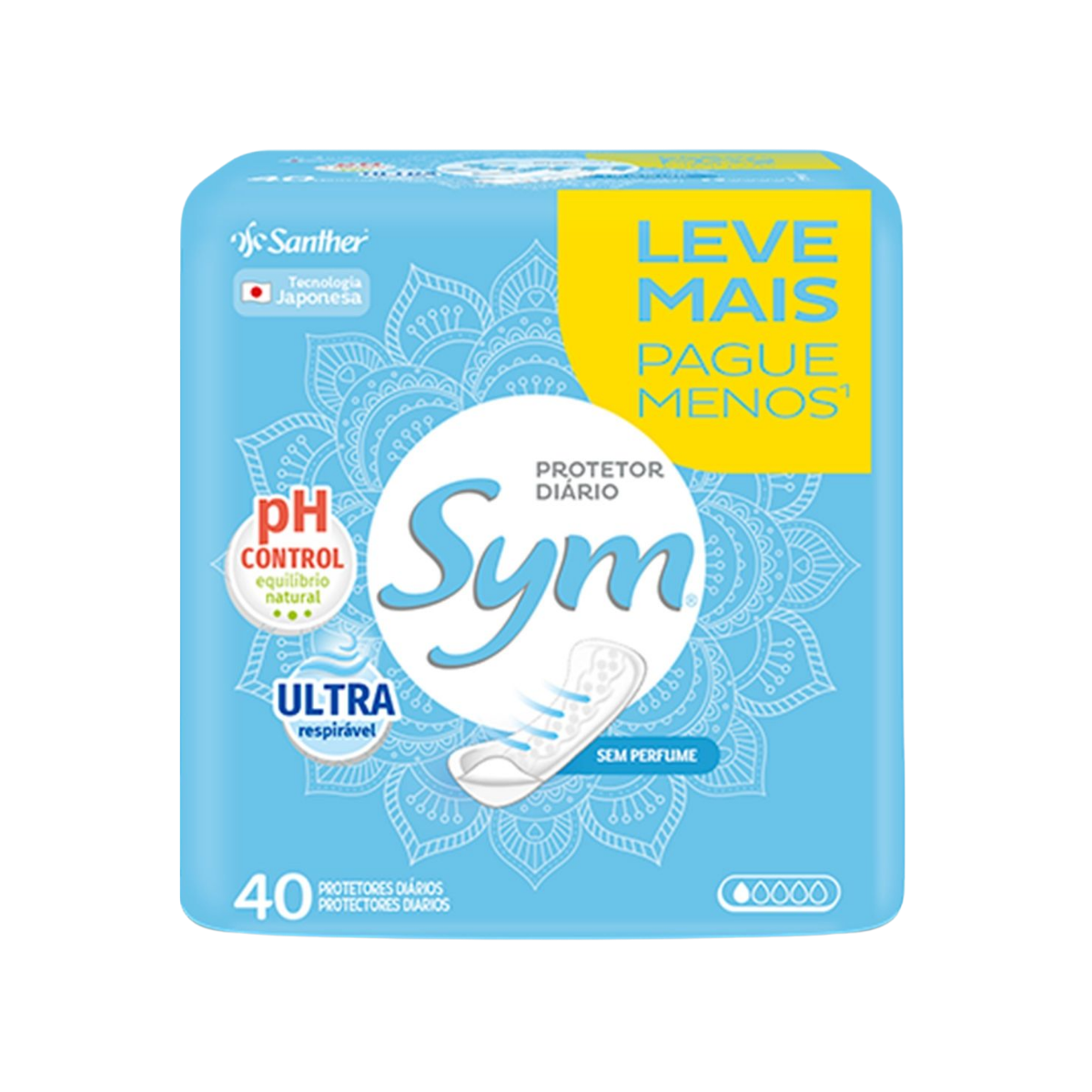Protetor Diário Sym Odor Block sem perfume, leve 40 pague 35