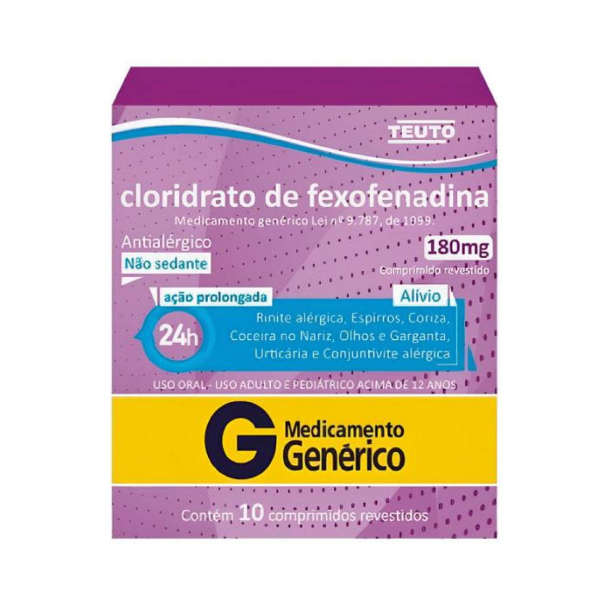 Cloridrato De Fexofenadina Teuto 180mg 10 Comprimidos