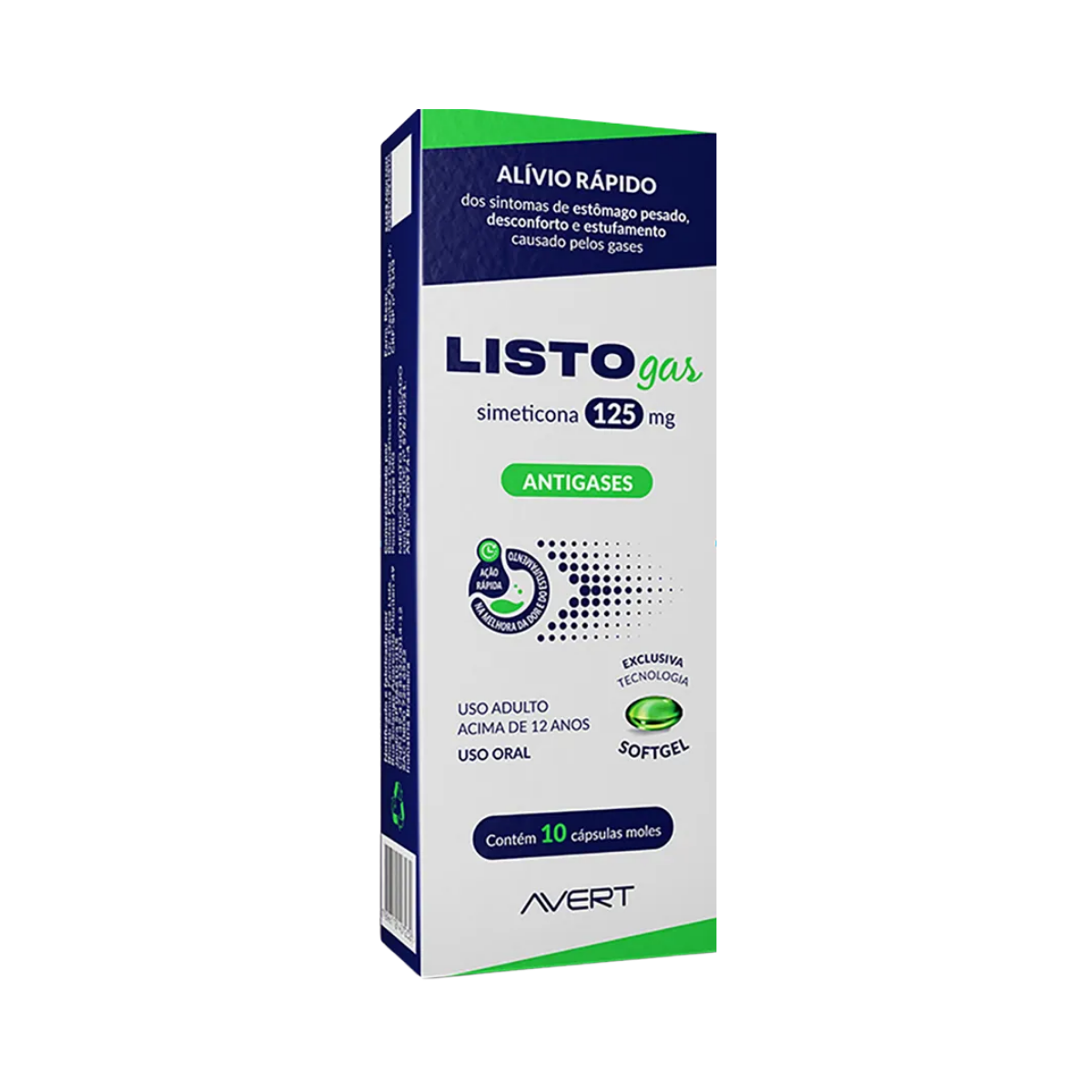 Listogas Avert 125mg 10 Cápsulas