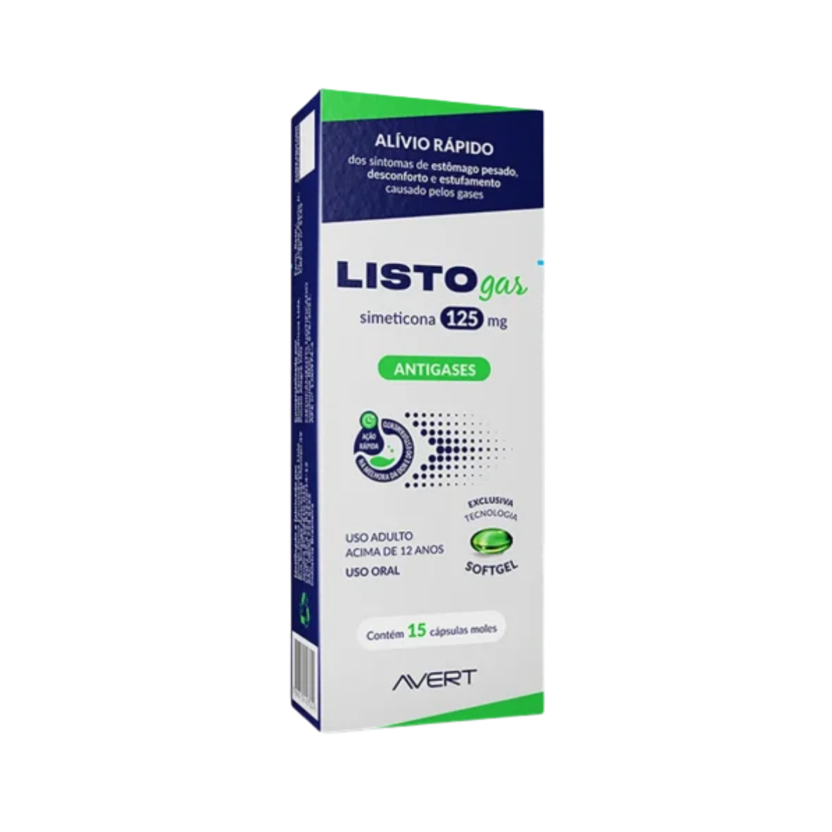 Listogas Avert 125mg 15 Cápsulas