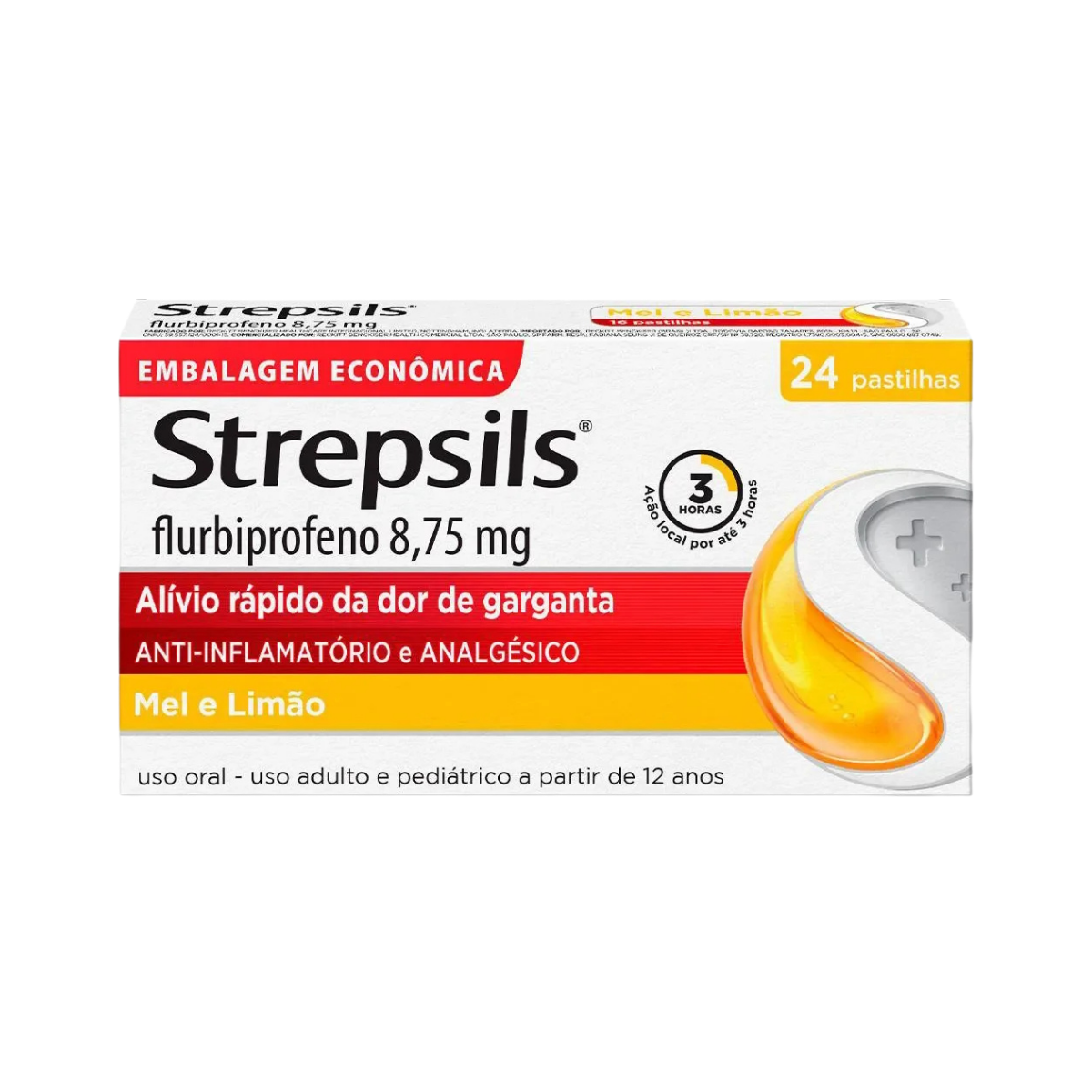 Pastilha Strepsils Mel e Limao 24 Unidades