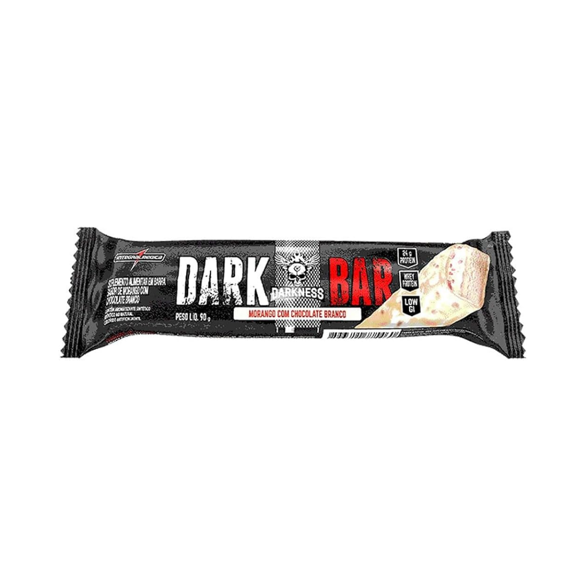 Barra De Proteina Dark Bar Morango Com Chocolate Branco Darkness 90g