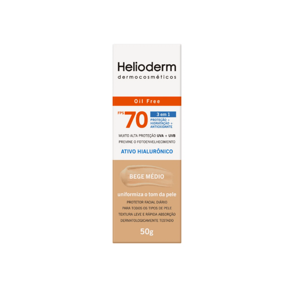 Protetor Facial Helioderm FPS70 Bege Médio 50G