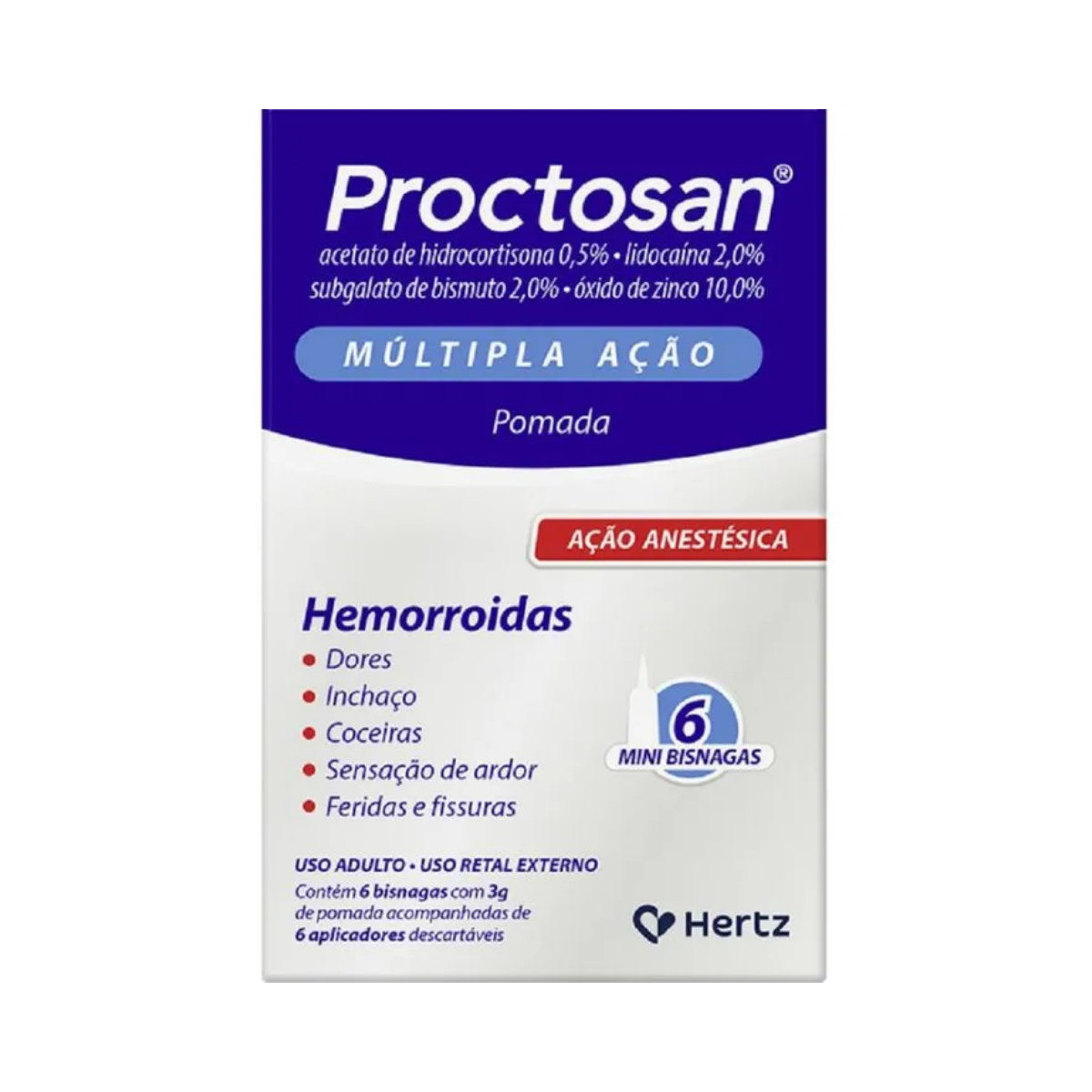 Proctosan Múltipla Ação Pomada Kley Hertz 3g 6 Unidades