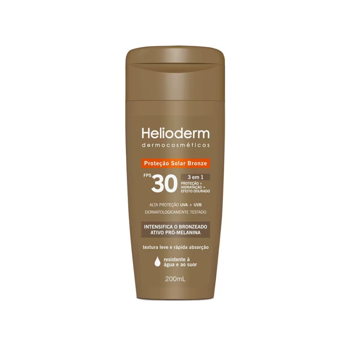 Protetor Solar Bronze Helioderm FPS30 3 em 1 Efeito Dourado 200Ml