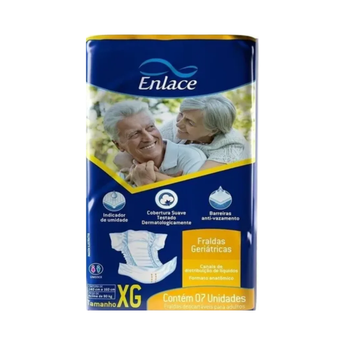 Fralda Geriátrica Cobertura Suave XG Enlace 7 Unidades
