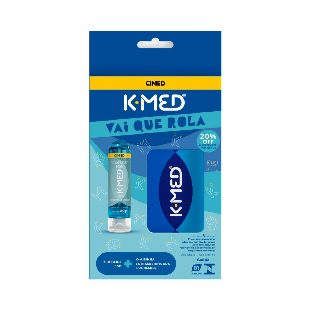Kit K-Med Cimed Lubrificante Ice 50g + K-Misinha 8 Unidades