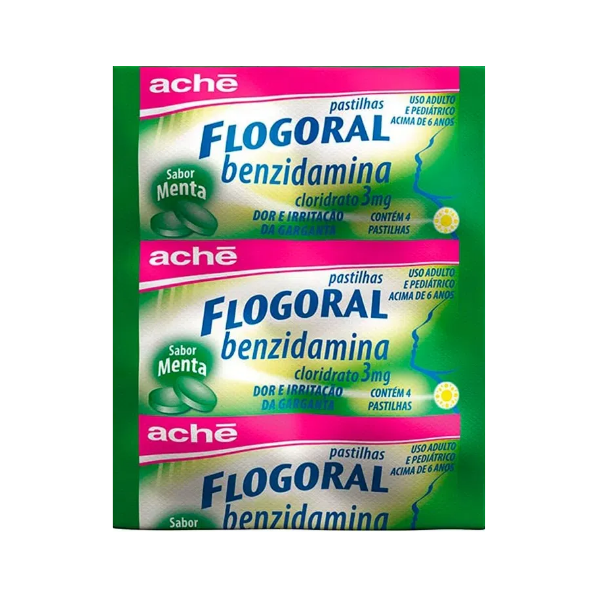Pastilha Flogoral Menta Aché 4 Unidades