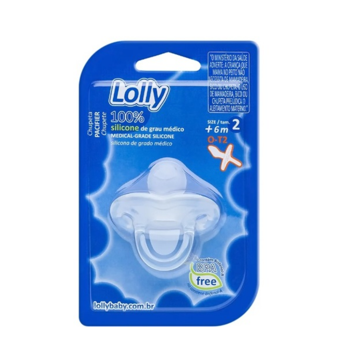 Chupeta Lolly Special 6+ meses silicone ortodontica transparente
