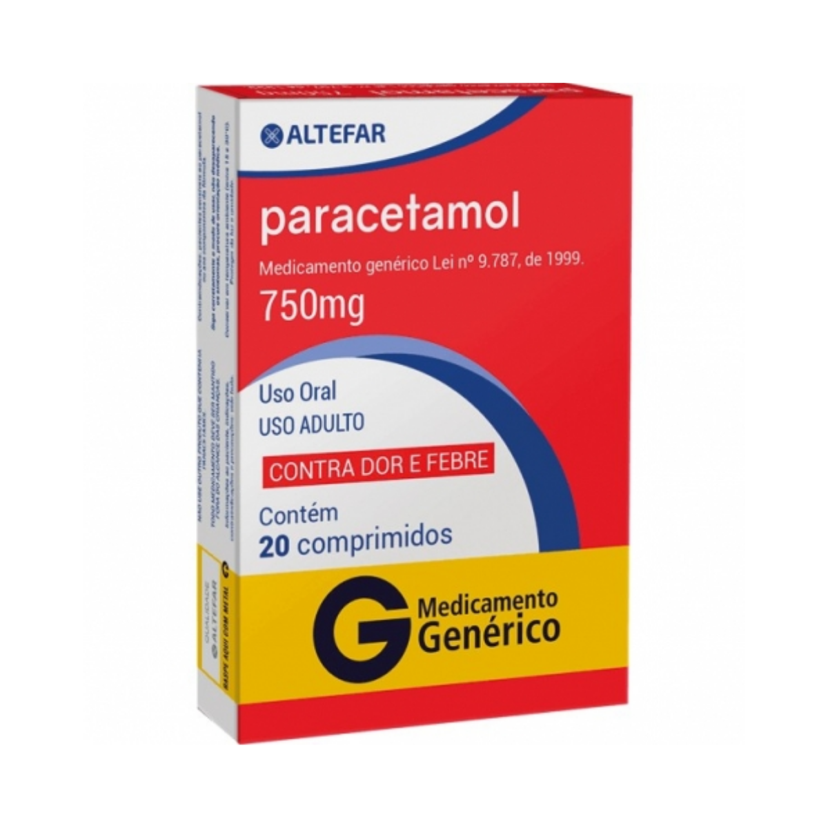 Paracetamol 750mg 20 Comprimidos
