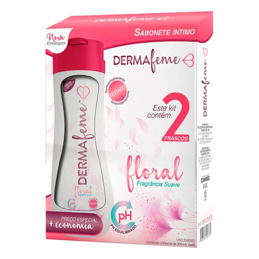 Kit com 2 frascos de Dermafeme Sabonete Intimo de 200ml