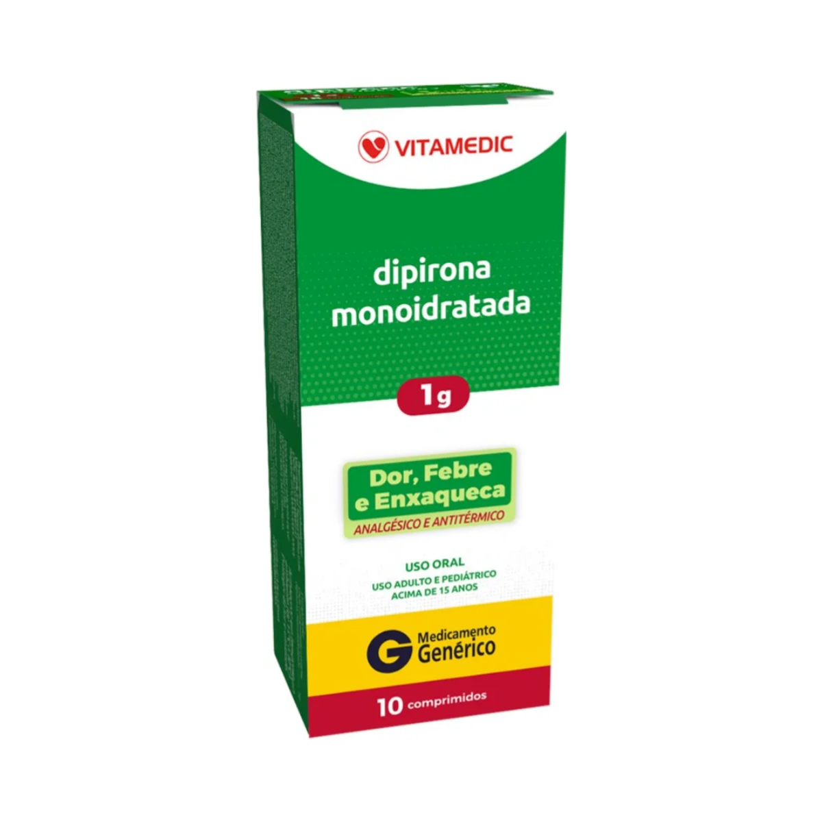 Dipirona Monoidratada Vitamedic 1g 10 Comprimidos