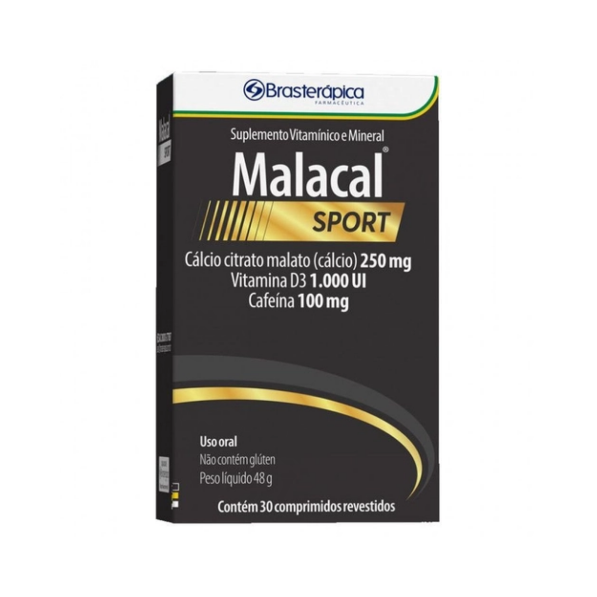 Malacal Sport Cálcio Citrato Malato 250mg Vitamina D3 1.000 Ui Cafeína 100mg 30 Comprimidos