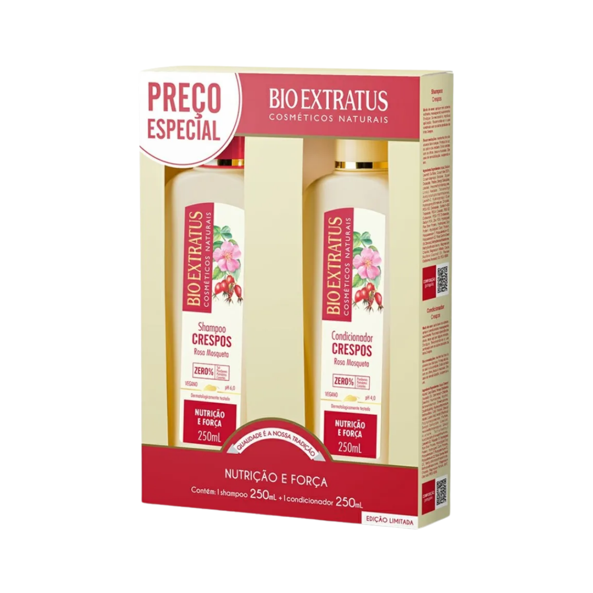Kit Crespos Nutrição E Força Bio Extratus Shampo250ml + Condicionador 250ml