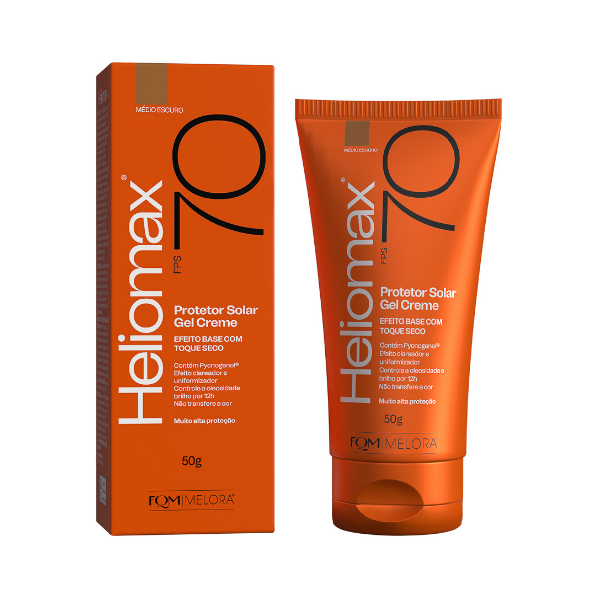 Protetor Solar Gel Creme Facial Médio Escuro FPS 70 Heliomax 50g