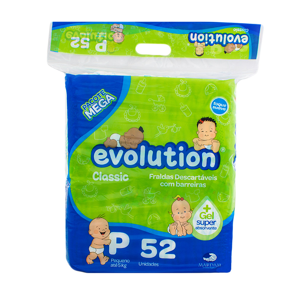 Fralda Evolution Classic P, pacote com 52 unidades