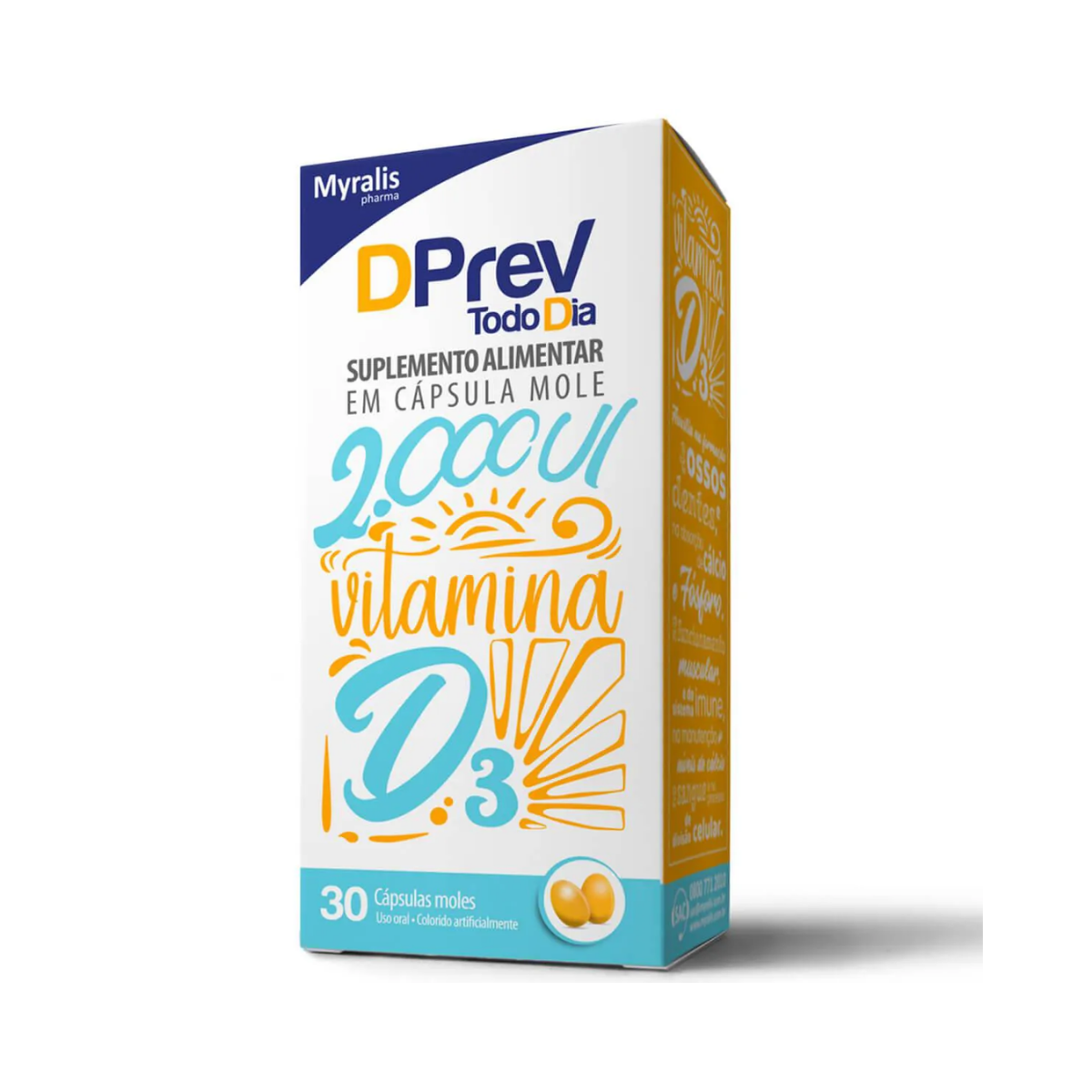 Vitamina D 2.000UI Dprev Todo Dia 30 Cápsulas