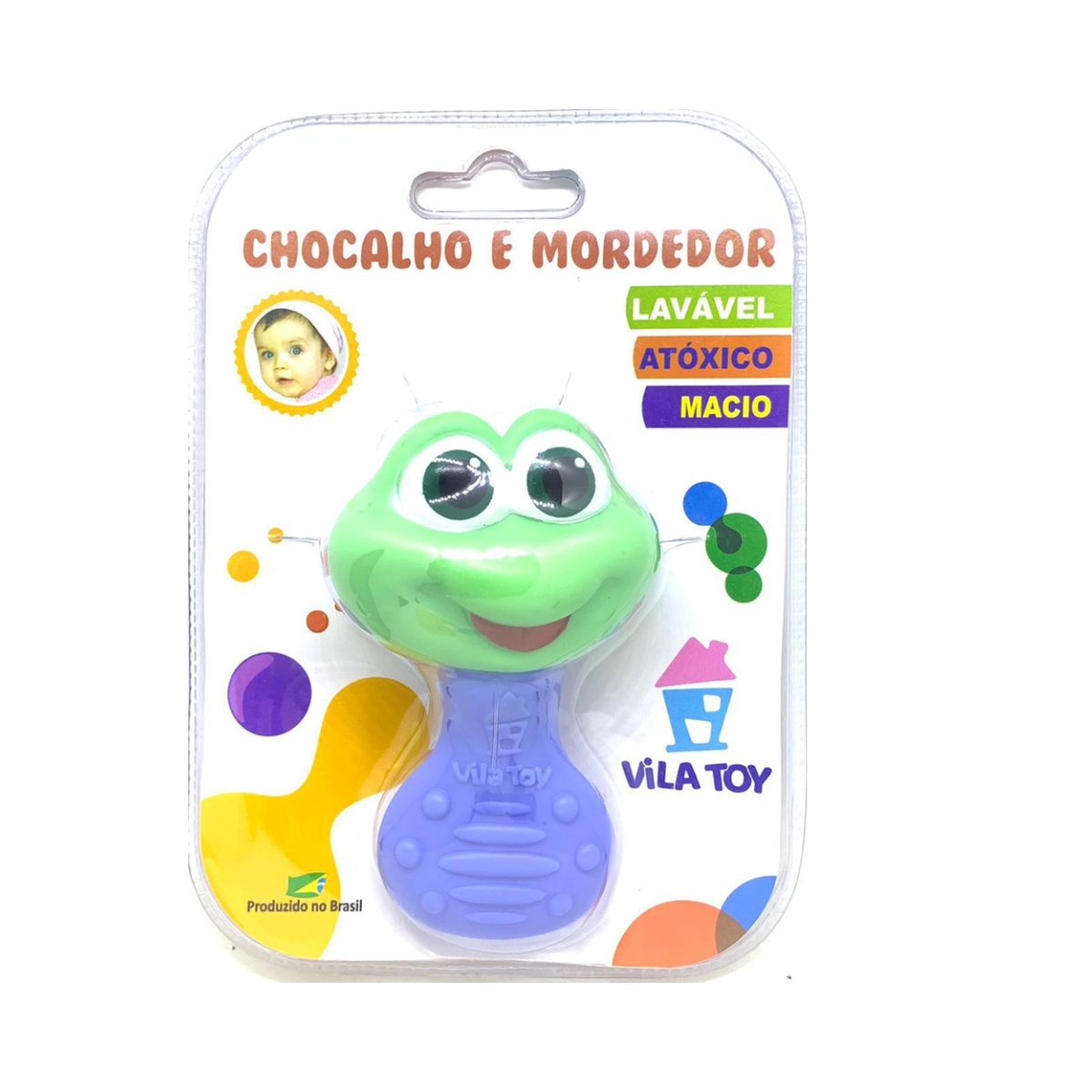 Chocalho E Mordedor Sapo Azul Vila Toy