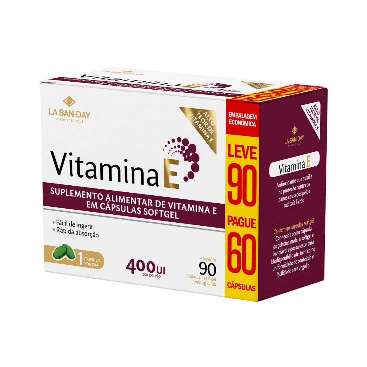 Vitamina E La San Day 400UI 90 Cápsulas