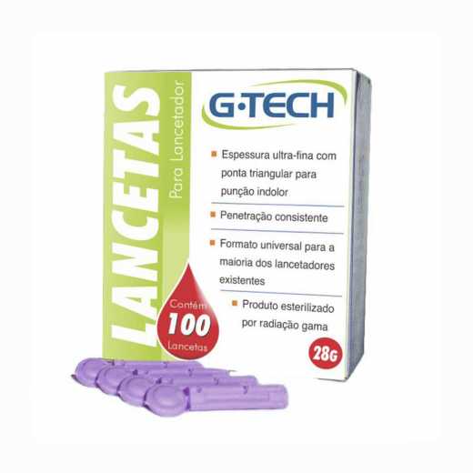 Lancetas Para Lancetador G-Tech 28g 100 Unidades